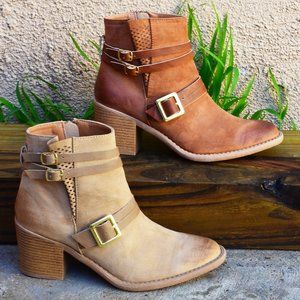 Women's Ankle Western Booties Block Heel Faux /SuedeLeather New